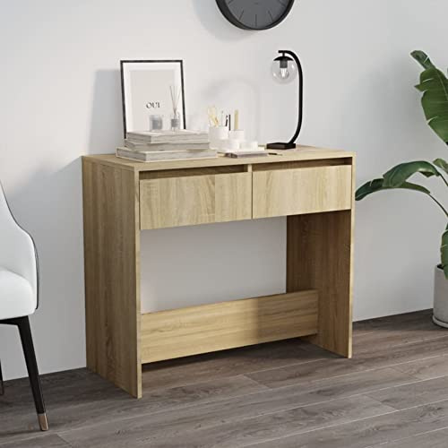 Tavolo, Rovere 89x41x76,5 cm Acciaio, Tavolo Sottile Divano Tavolino Tavolino per Soggiorno, Corridoio Ingresso Scrivania