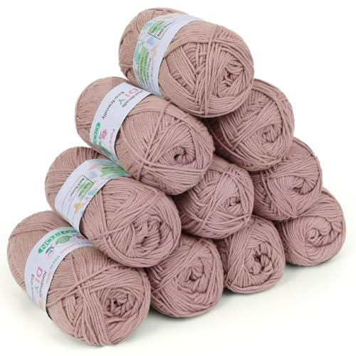 Coopay - Lana para ganchillo y tejer, algodón 100% para suéteres, calcetines y mantas de bebé - color arroz
