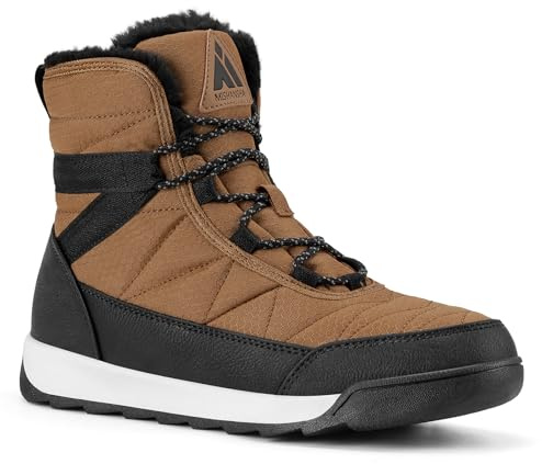 Mishansha Femme Bottes de Neige Chaudes Fourrée Bottines Hiver Trekking Outdoor Antidérapantes Chaussures d'hive Marron 38 EU