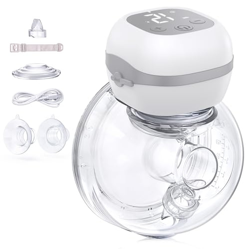 Haokoo Sacaleches Electricos Manos Libres, Ligero Extractor de Leche Materna Portatil, Pantalla LCD, Sin BPA, Recargable, 3 Modos y 12 Niveles, 21mm/24mm Brida, para Viajes, Oficina, 1 Pieza