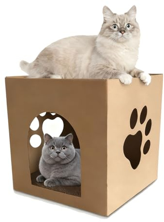 Cat Scratching Board with Box, Cat Cardboard House with Scratch Pads Box for Indoor