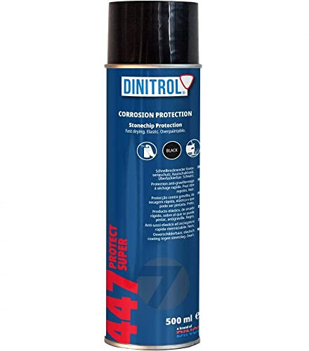 DINITROL® 447 Protect Super Black - Fast Drying Overpaintable Vehicle Underbody Chassis Stone Chip Protection - 500ml Aerosol