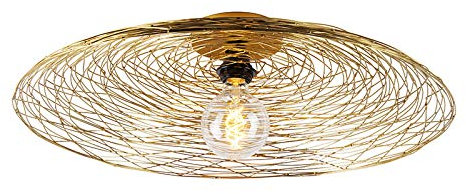 Qazqa - Oriental Ceiling Lamp I Ceiling Flush Light Gold 60 cm - Glan- - Oriental - Suitable for LED E27 | 1 Light - Steel Flush Ceiling Light - Suitable for Living Room I Kitchen I Bedroom I
