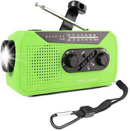 Solar Hand Crank Radio, Emergency AM/FM Weather Wind Up Radio with Bright Flashlight, SOS Alarm, 2000mAh Battery Power Bank, Headphone Jack for Household and Outdoor Activities