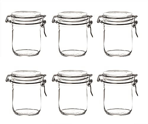 Bormioli Fido Lot de 6 bocaux de conservation ronds avec couvercle à étrier 500 ml