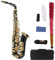 summina Gold lackiertes Messing Saxophon Saxophon E-Flach Note Altsaxophon 82Z Schlüsseltyp Holzblasinstrument mit Pinsel Tuch Handschuhe Gepolsterter Gurt