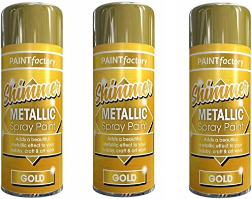 YSAMAX 3 x Metallic Gold Spray Paint 250 ML Multipurpose Use Spray for Metal, Wooden Furniture, Interior & Exterior Decoration
