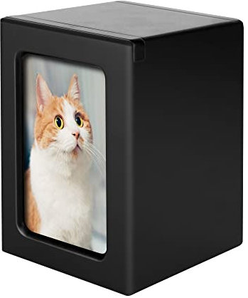 NEWDREAM: Boîte funéraire pour animaux de compagnie avec cadre photo, urnes pour cendres de chat, urnes pour animaux de compagnie, boîte à cendres pour chat ou chien, urne commémorative en bois (noir,