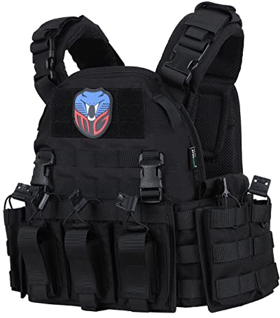 MGFLASHFORCE Tactical Vest Molle Airsoft Vest for Men (Black)