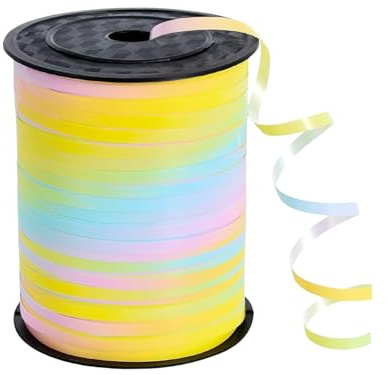 450 m presentband pastellfärger 5 mm brett veckband presentband band band glitter ballongband ringband, dekorband jul nyår bröllop födelsedag presentförpackning ballongförslutningar