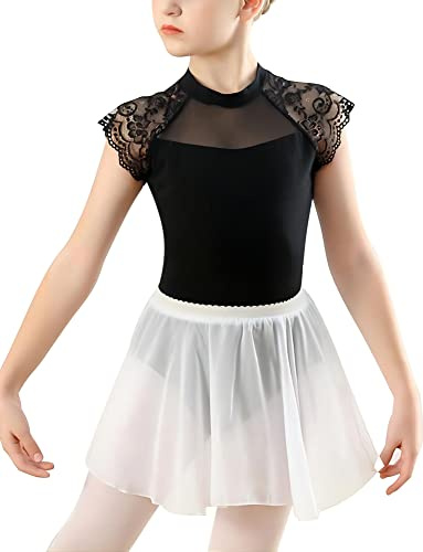 Happy Cherry Maillot de ballet para niña, traje de ballet con falda para niños, manga corta, body de baile, algodón, ropa de ballet, adolescentes, body de ballet, traje de gimnasia para 3 – 16 años