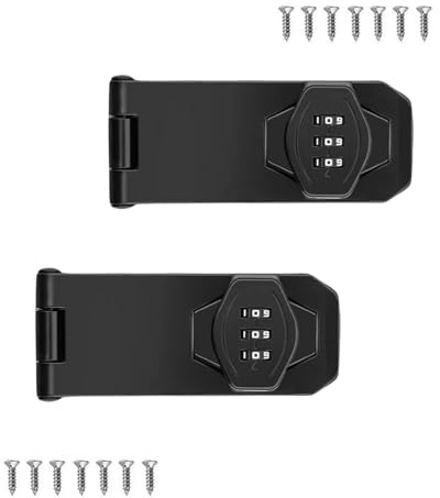 VIDYSUFYR Password Rotary Hasp Locks, 2 Pack Door Security Slide Latch Lock,Black Digit Combination Lock for Small Doors, Cabinets, Barn Door, Bathroom, Outdoor, Garage, Garden