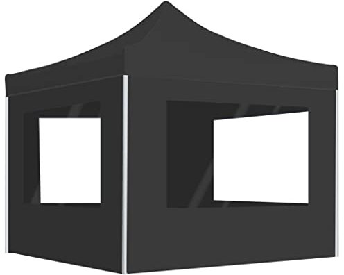 LAPOOH Professionellt partytält, vikbart med väggar aluminium 2 × 2 m antracit paviljong, vikbar paviljong, takdekoration, trädgård, solskydd tält, pooltält, popup-tält, pergola