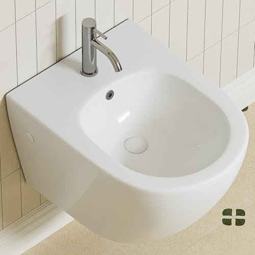 Bidet mural, avec trou de robinetterie et protection contre le trop-plein, bain d'assise pour toilettes sans bord, douche intime hygiénique et facile d'entretien, douche intime pour femme en