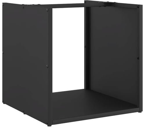 vidaXL Firewood Rack Black - Cold-rolled Steel Indoor Firewood Holder/Log Stacker - 40x40x40 cm - Large Capacity & Stylish Design for Fireplace Wood Storage