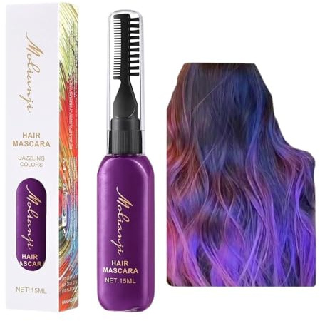 Juego de rímel con tinte temporal para el cabello, 8 colores brillantes, diseño de pincel de doble punta, aplicación rápida, fácil de usar y lavar, adecuado para uso diario