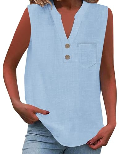 Cocila Camisa informal de mujer con botones sueltos, cuello y mangas color liso Camiseta Encaje Blusas De Tirantes Body Mujer Elegante Plus Size Cami Tops Rockera Sexy Womens Tunic Uk Talla