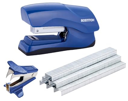 Bostitch Office Heavy Duty 40 Sheet Stapler with 1250 Staples & Claw Remover, Small Stapler Size, Fits into The Palm of Your Hand, Value Pack, Blue (B175-BLUE-VP)