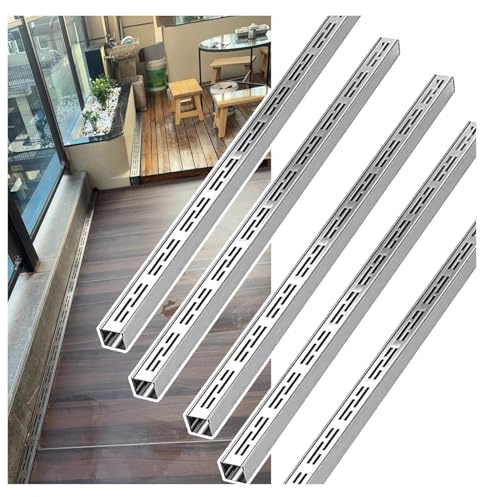 Juego de 5 canales de drenaje delgados de acero inoxidable para patios al aire libre, jardines, garajes, calzadas, sistema de rejilla de drenaje de zanja de 5 x 5 x 100 cm