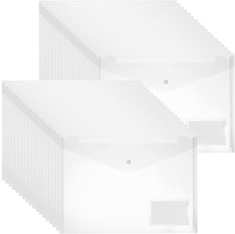 POUMUE 36 Transparente Bolsillos Para Documentos, Portadocumentos Plastico A4 con Botones, Folders Transparentes A4 para La Escuela y Material de Oficina, Carpeta con Transparentes