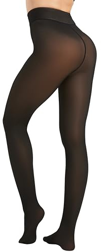 Viozocy Fleece Lined Black Fake Translucent Tights for Women | Ultra Warm Winter Thermal 220g Pantyhose High Waist Thick Sheer Leggings