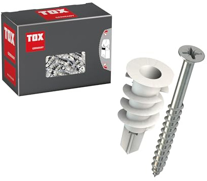 TOX Cheville Spiral 32 + S, cheville+vis pour plaques de plâtre simple, sans pré-perçage, charge max 8 kg, pointe de perçage, 25 pcs, réf. 06819170