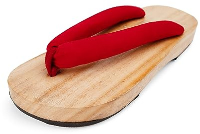 jinwinda Pantoufles traditionnelles japonaises en bois Geta - Rouge - Pointure 39, Bois rouge., 37 EU