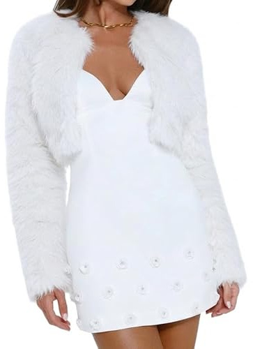 Just Quella Faux Fur Jacket Cropped (US 4-6)