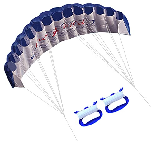 Domary Colorful Double Flying Line Stunt Power Kite Soft for Kids Adults with 30m Flying Line High Intensity Polyester Material 4.6ft Tall By 2ft Wide Blue Orange