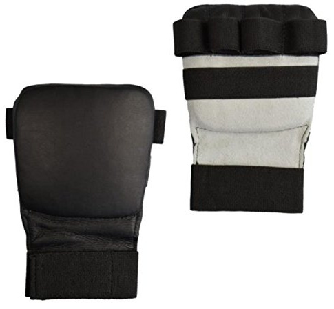 S.B.J - Sportland Faustschützer/Handschutz/Faustschutz für Karate Ju-Jutsu und SV aus Leder schwarz, Gr. L