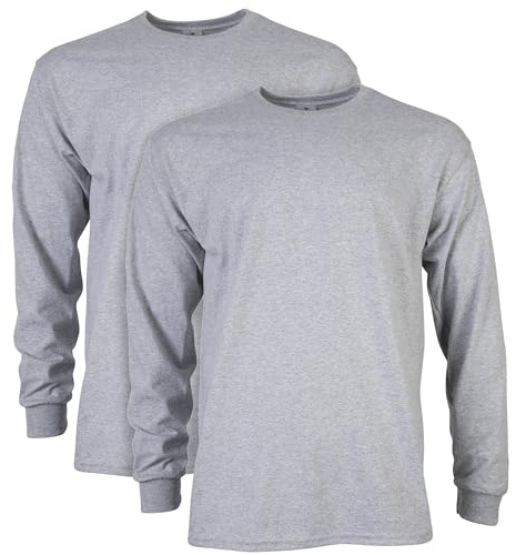 Gildan Men's Ultra Cotton Long Sleeve T-Shirt, Style G2400, Multipack, Sport Grey (2-Pack), X-Large