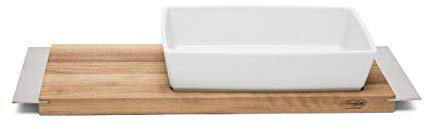 SWEET HOME Set Gourmet Rectangulaire Tranchoir en Bois et Rectangulaire Porcelain cod.RL00781LU cm 8,5h by Varotto & Co.