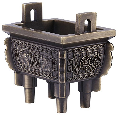 HEEPDD Quemador de Incienso Trípode de Bronce, Diseño de Dragón Chino Antiguo, Incensario Decorativo para el Hogar, Bronce Rojo