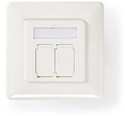 Netzwerk-Wanddose - Unterputz - 2-Port Port(s) - CAT6a - Gerade - Buchse - Vergoldet - PVC - Weiss - Plastikbeutel
