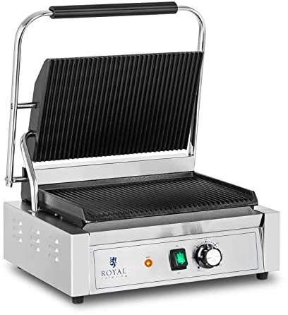 Royal Catering RCPKG-2200-R Machine À Panini Grill Appareil Toaster Croque-Monsieur Professionnel Professionnelle (2 200, 33 x 22 cm, 50-300 °C)