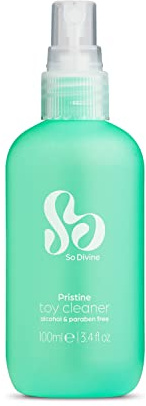 So Divine - Pristine Intimate Water Based Sex Toy Cleaner - 100ml Spray Bottle. Anti-Bacterial Cleaner for Sex Toys, Safe to Use On All Toys- Keeps Adult Toys Clean, Fresh & Hygienic. Made in The UK