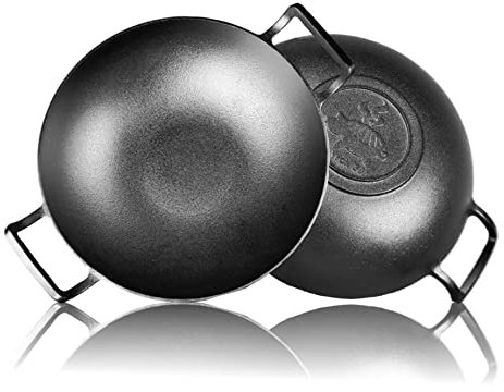 Grillschweine Wok (36 cm) - Gusseiserne Pfanne - Dutch Pfanne für den Grill