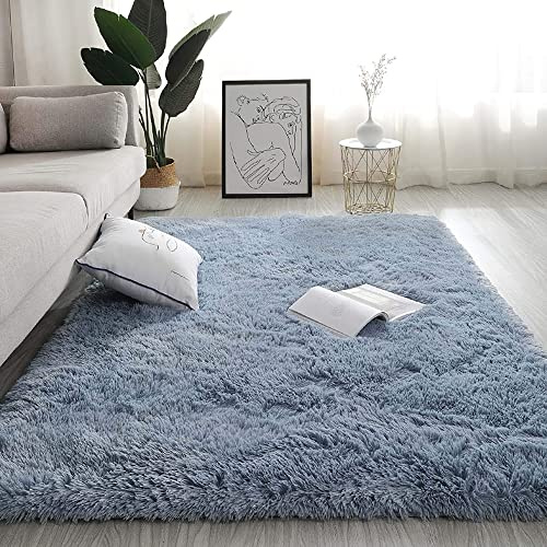 VOFUSHON Teppich Wohnzimmer 200 x 300 cm Silbergrau Waschbare rutschfeste Teppiche Weich Flauschig Rug Wohnzimmerteppiche
