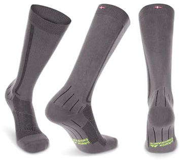 DANISH ENDURANCE 1 Paar Kompressionsstrümpfe, Sport Kompressionssocken, 21-26 mmHg, Unisex, Herren & Damen, Grau/Schwarz, 39-42