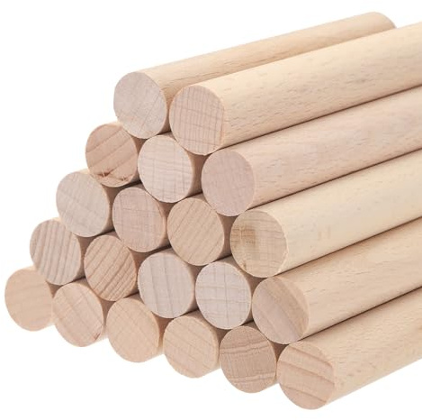 QUARKZMAN Varillas de Madera Redondas de 10 cm x1,5 cm, para Manualidades, Decoración de Artes, Fiesta Hechas a Mano, Casas Pequeñas, 20 Uds