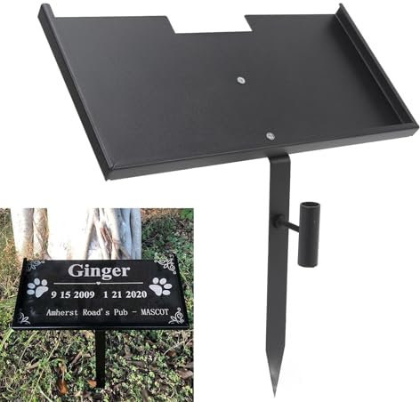 Ausla Targa Commemorativa delle Pietre, Supporto in Ferro per Lapide da 21 Once 12x6 Pollici, Tubi Pieghevoli per Fiori con Scarico a Pavimento, per Persone e Animali Domestici