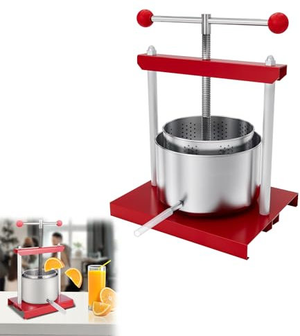 Suusolny 3L Edelstahl Obstpresse Manuell Weinpresse Saftpresse Beerenpresse Fruchtpresse Obstmühle Apfelpresse für hausgemachten Saft Pressung für GemüseTrauben Obst