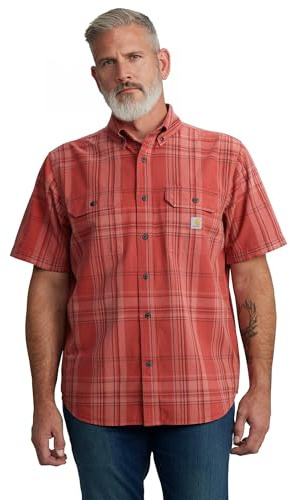 Carhartt Men's Loose Fit Midweight Short-Sleeve Plaid Shirt Button Down Shirt (Pack of 1)