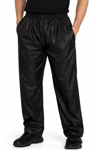 Style It Up Unisex Plain Rain Trousers Mens Womens Lightwear Rainproof Windproof Pants (Black, L)