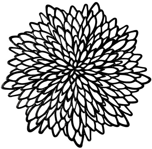 Snowkingdom 6 Pairs Black Round Placemats & Coasters 12 Pcs Matching Washable Pressed Vinyl Laser Cut Dining Table Mats Round Floral Charger Decoration for Christmas Halloween Thanksgiving