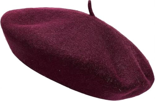 JUNGANRHA® Beret Hat Women Accessories Wool Solid Color French Style Classic Beret - Vintage Women's Berets for Ladies UK Artist Hat | One Size | Maroon
