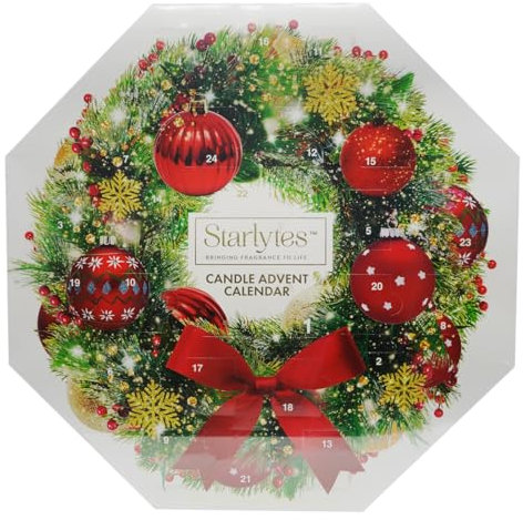 Starlytes Christmas Advent Calendar Scented Candles 24x Tea Light + 1 Holder (White)