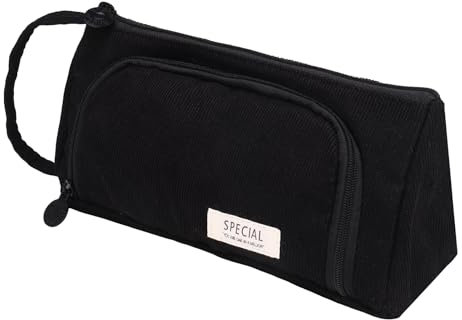 Vyuwast Federmäppchen Cord Stoff, Mäppchen Schwarz Große Kapazität Federtasche Aesthetic Schulmäppchen Mäppchen Pencil Case Teenager Etui Stifte Stylisches für Schule Büro