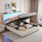 Bett 160x200cm, Doppelbett Polsterbett mit Stauraum und Lattenrost, Hydraulisches Stauraumbett mit USB und LED Beleuchtung, Funktionsbetten Erwachsenenbett Jugendbett, PU, Weiß