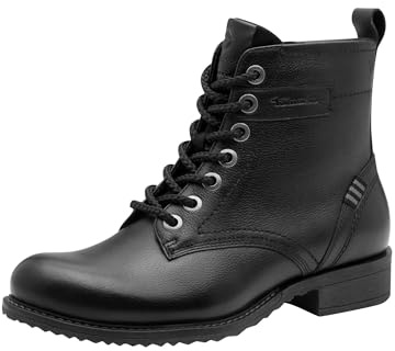 Tamaris Damen Lace Boot Flat 1-25298-45, Botas Cortas al Tobillo Mujer, Piel Negra, 40 EU